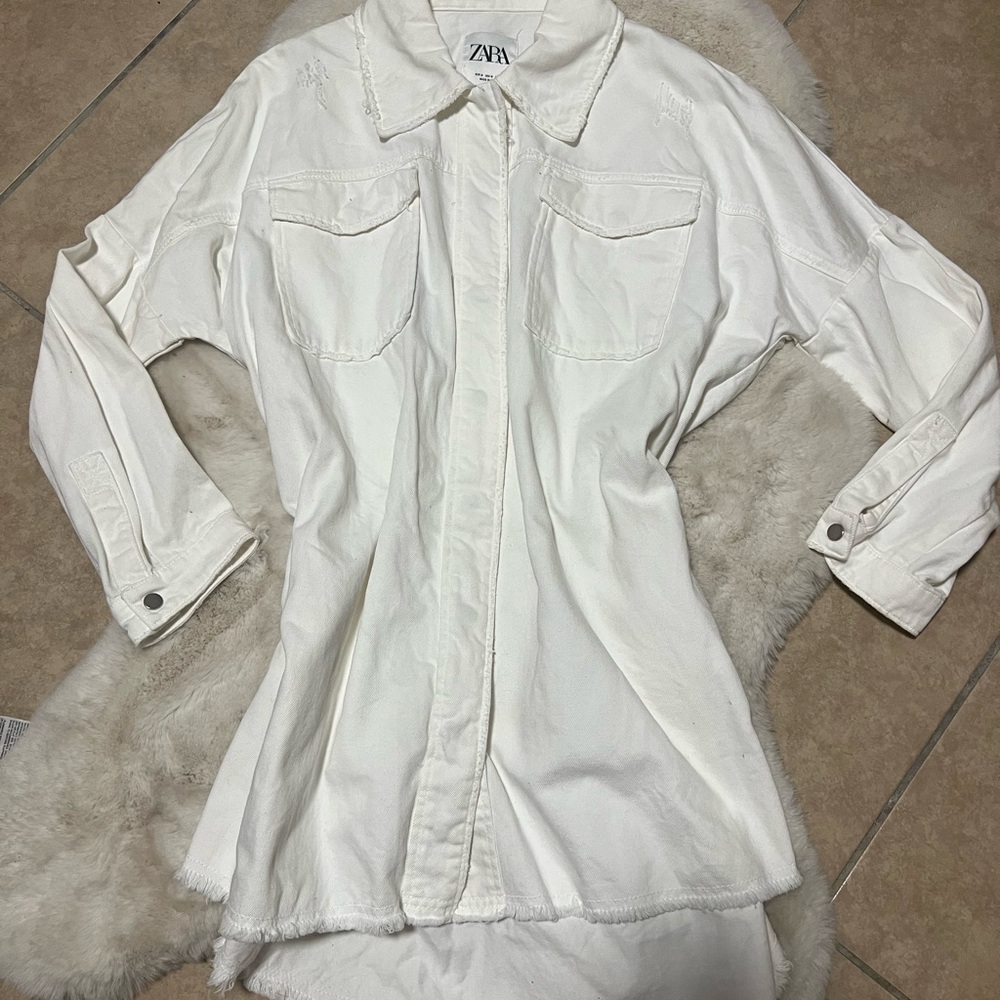 Zara Cream Long-Sleeve Shirt